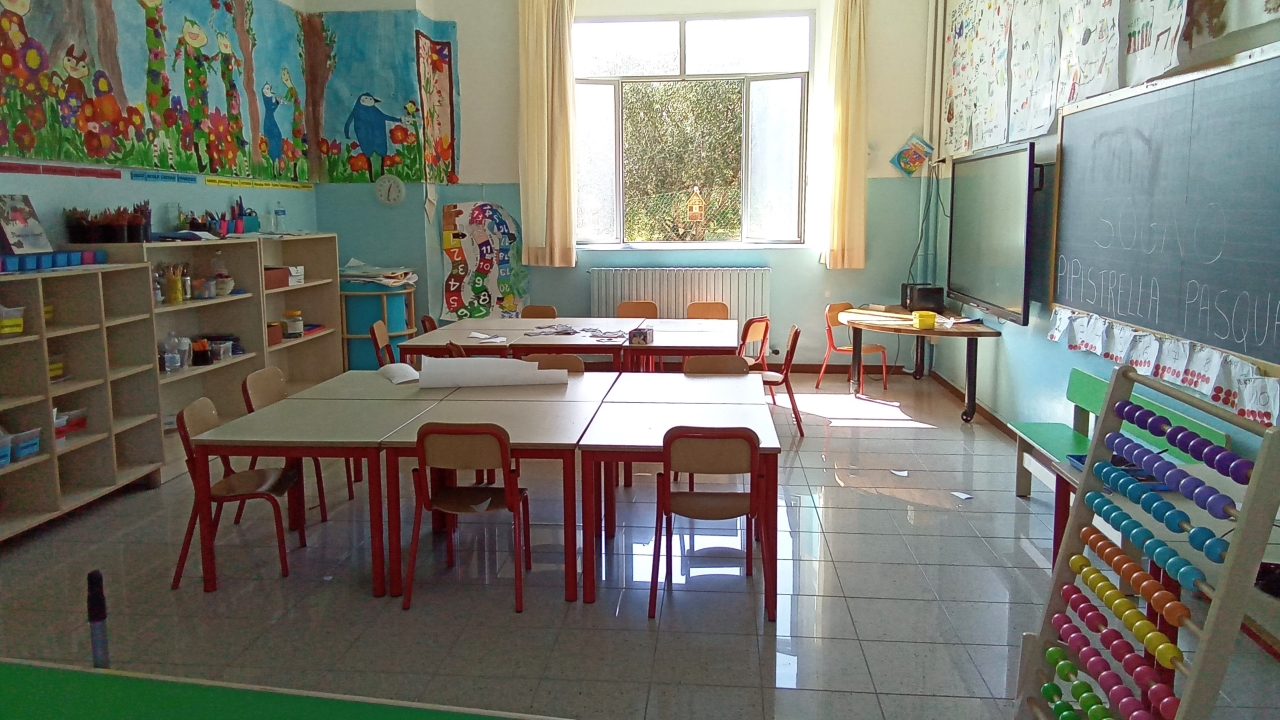 Una delle aule alla scuola dell'infanzia di Sant'Angelo a Senigallia