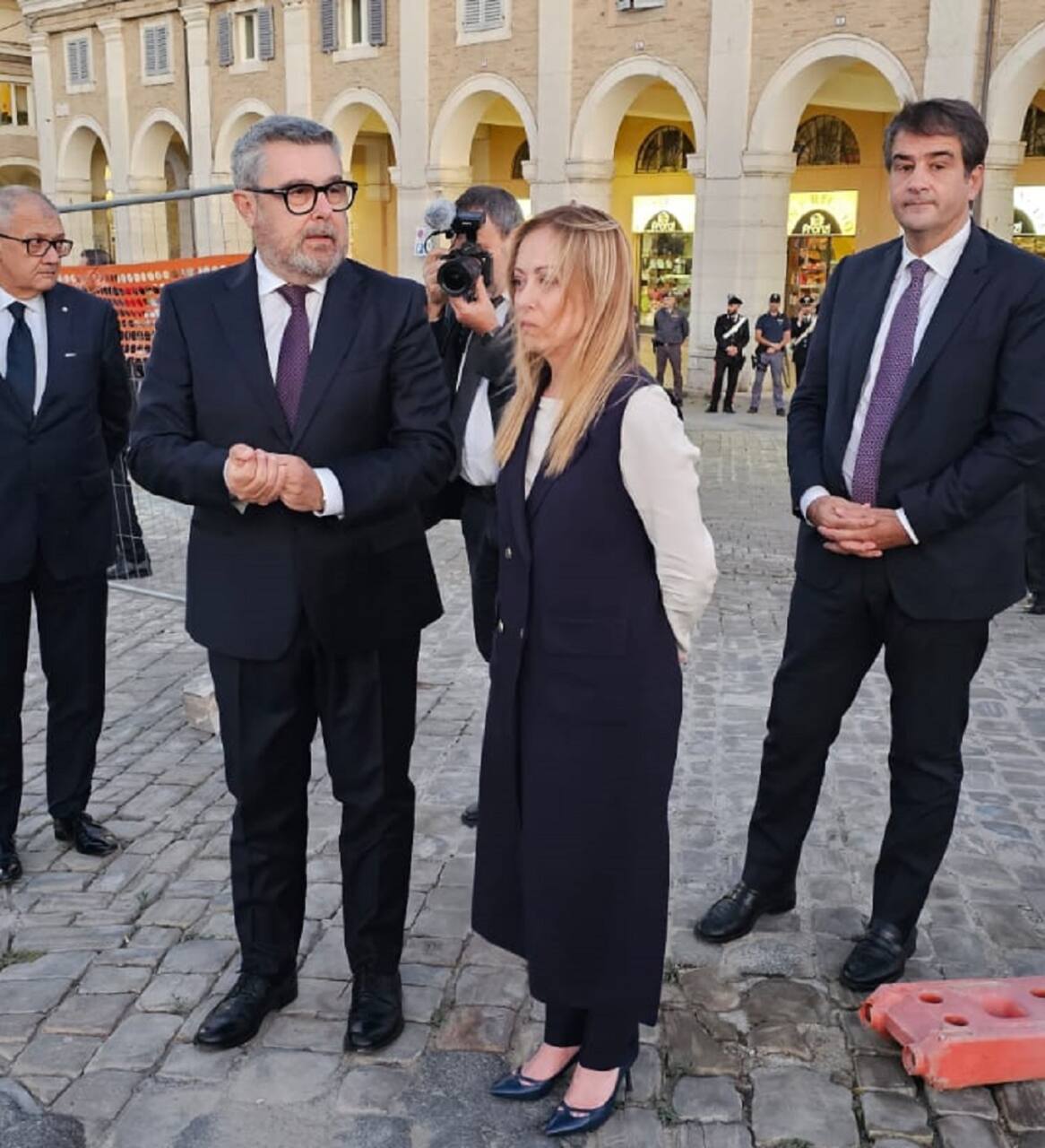 Sopralluogo su ponte Garibaldi a Senigallia, dopo l’alluvione 2022, da parte della presidente del Consiglio dei ministri Giorgia Meloni, assieme al sindaco Olivetti e al ministro Fitto