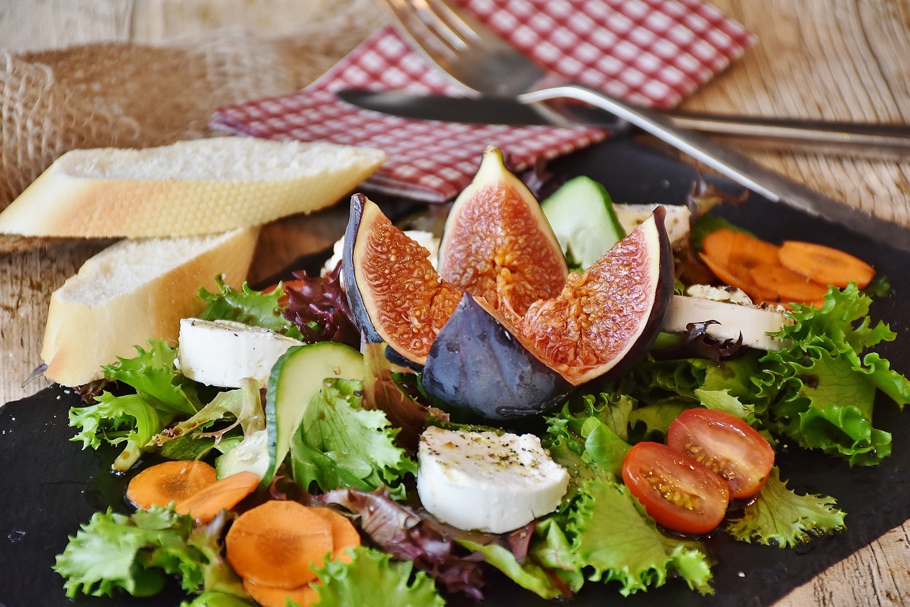 insalata, fichi, cibo, mangiare