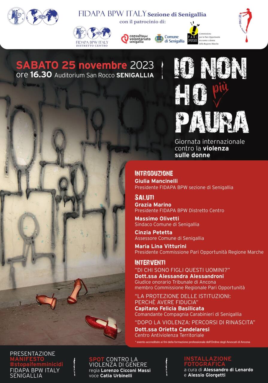 Il manifesto della Fidapa di Senigallia per la giornata contro la violenza sulle donne 2023