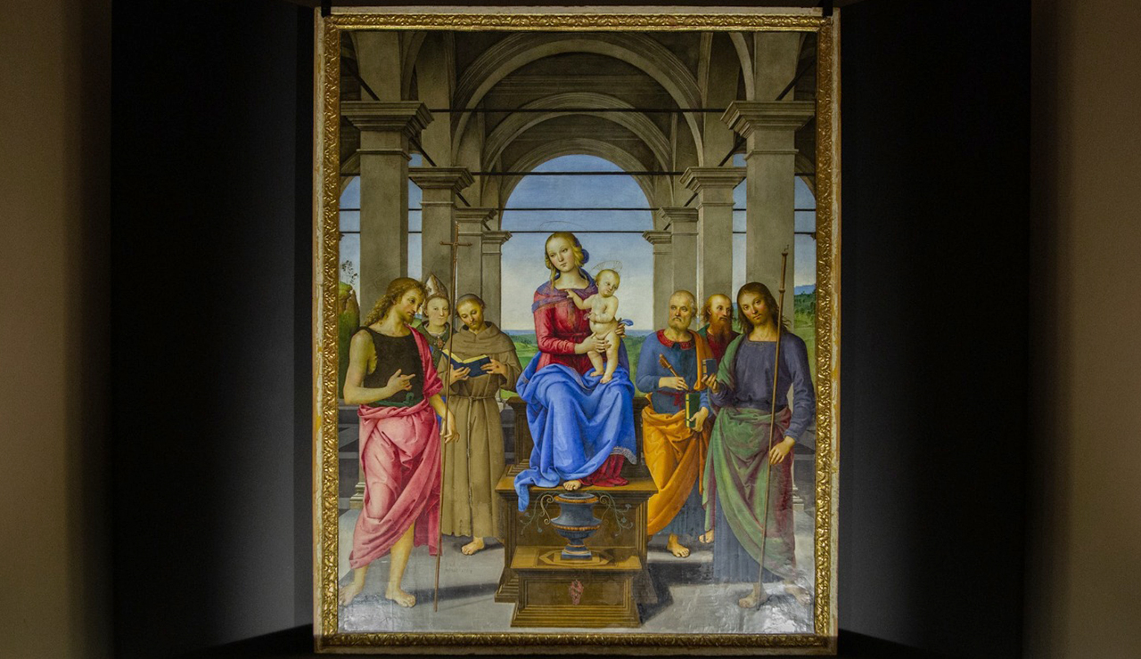 La pala di Senigallia dipinta da Pietro Vannucci, detto il Perugino, e in mostra alla pinacoteca diocesana di Senigallia