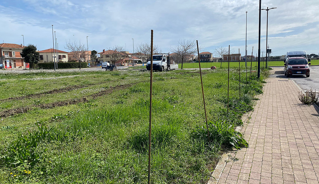 I lavori di realizzazione di un parcheggio in strada Settima al Cesano di Senigallia